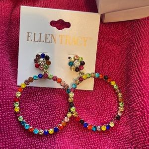 Ellen Tracy multi color hoop earrings